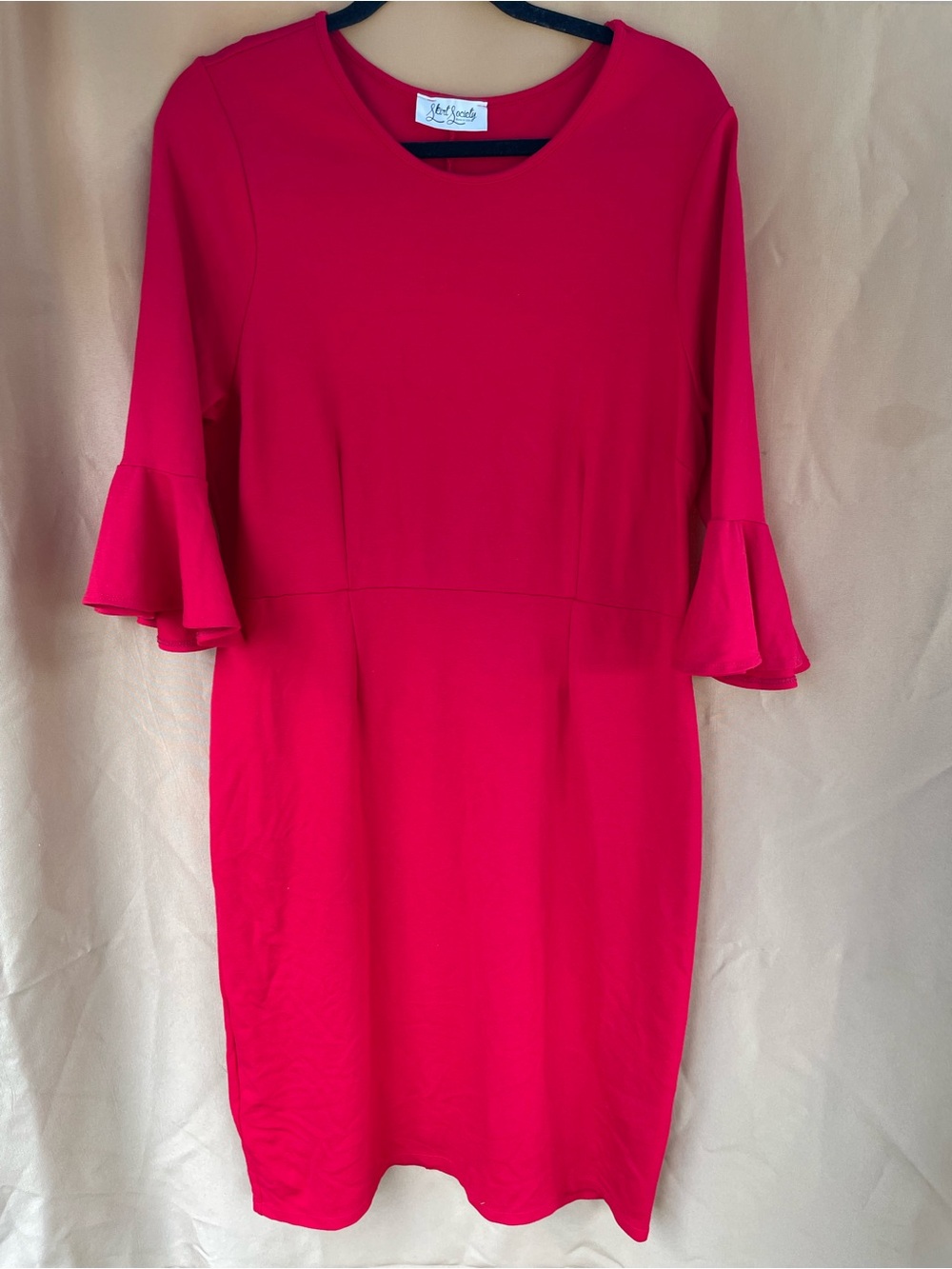Lindy Bop Red Midi Dress with Ruffle Sleeves